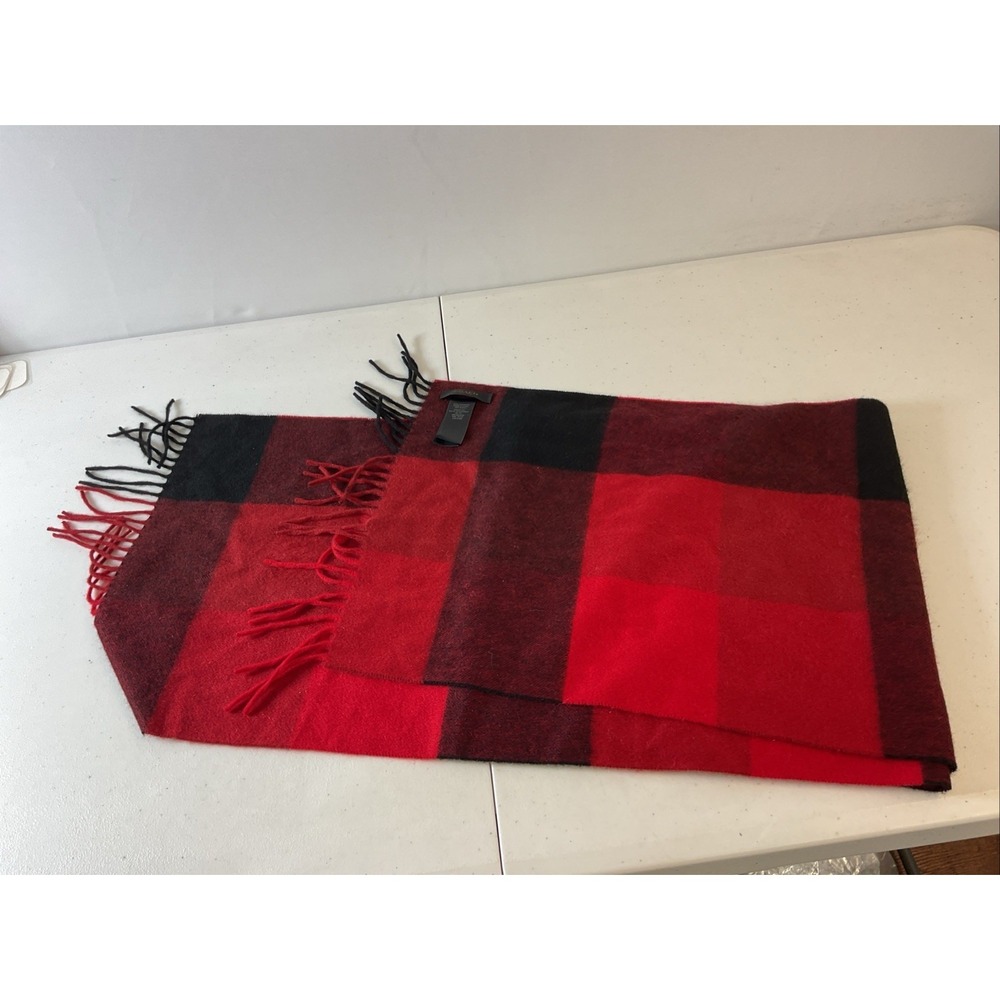 Coach 100% Cashmere Buffalo Plaid Scarf Re Fringe 66" Luxury Winter Wrap Soft‎